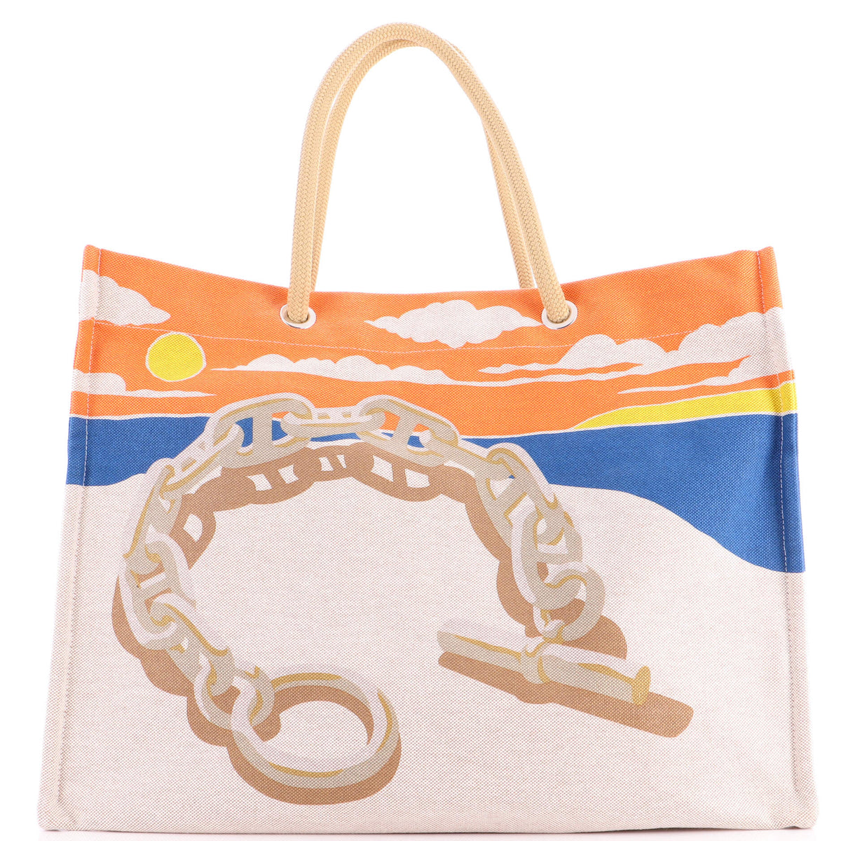 Herm?s Escale A La Plage Beach Bag Printed Toile