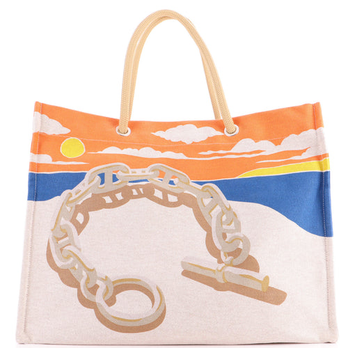 Escale A La Plage Beach Bag Printed Toile