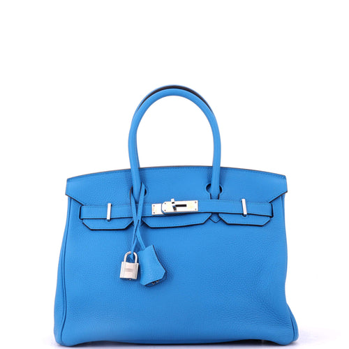 Birkin Handbag Bleu Zanzibar Togo with Palladium Hardware 30