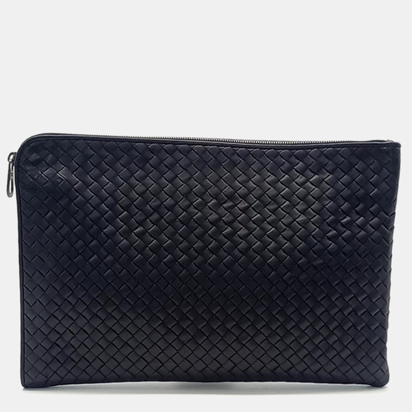 Bottega Veneta Black Leather Mesh Clutch Bag