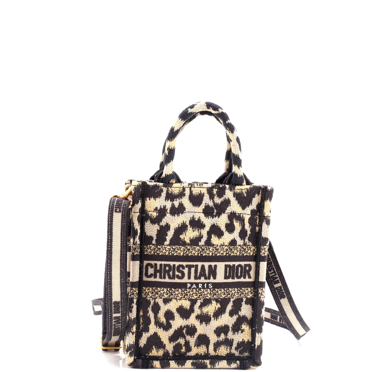 Christian Dior Book Tote Phone Bag Embroidered Canvas Mini