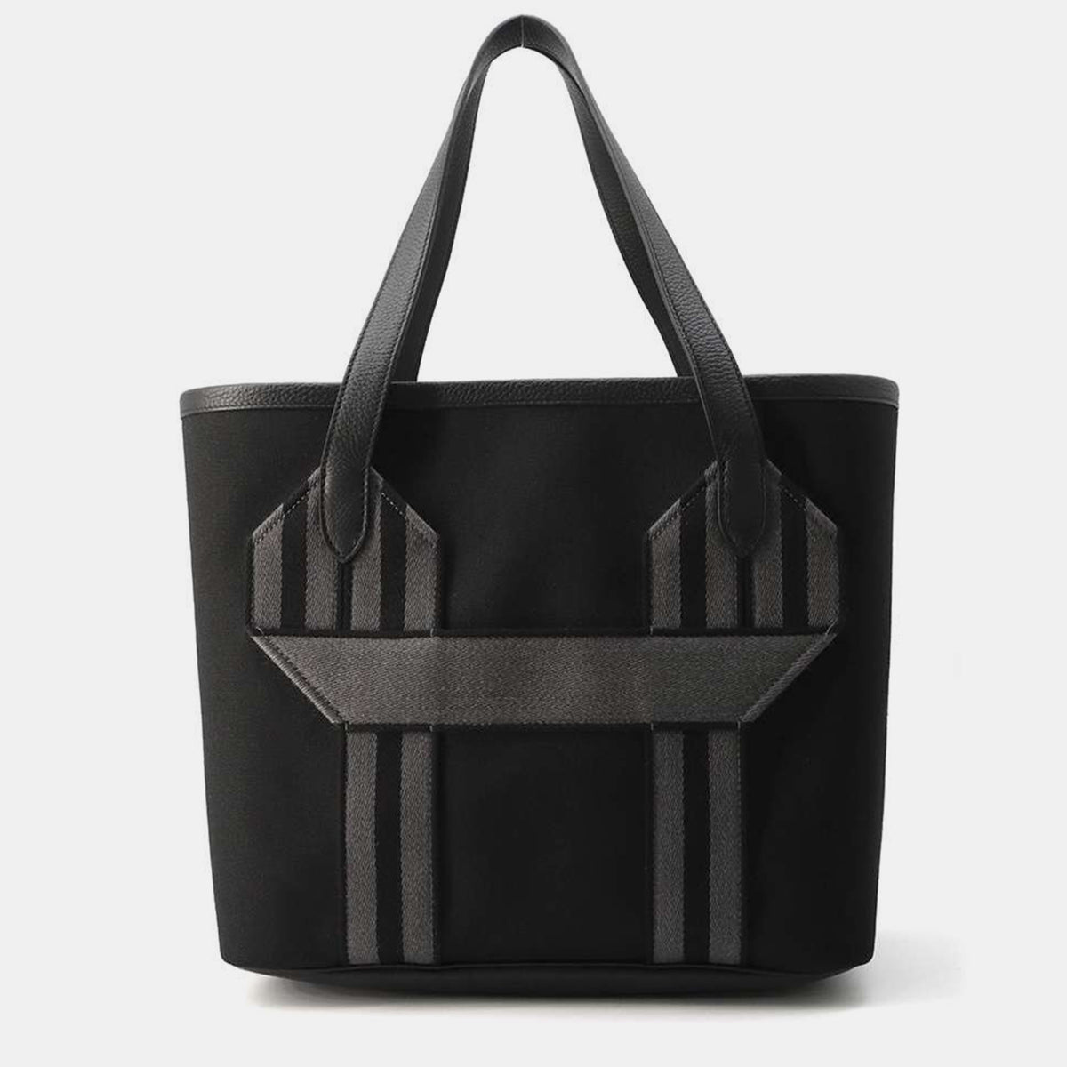 Hermès Black/Gray Taurillon Clemence Toile Military Pur Sangle Tote Bag MM