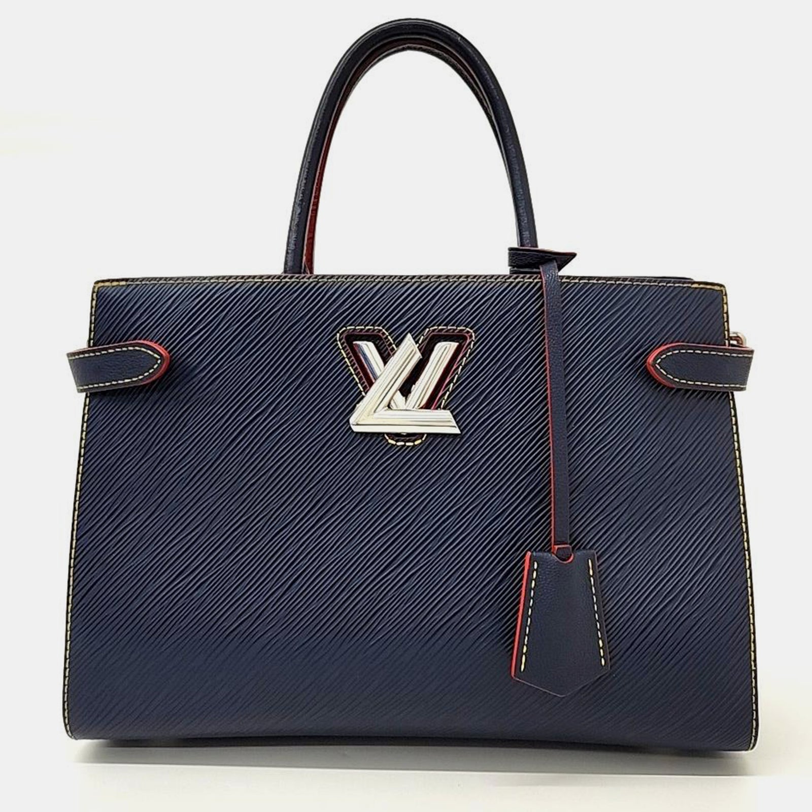 Louis Vuitton Sac fourre-tout torsadé en cuir épi bleu marine