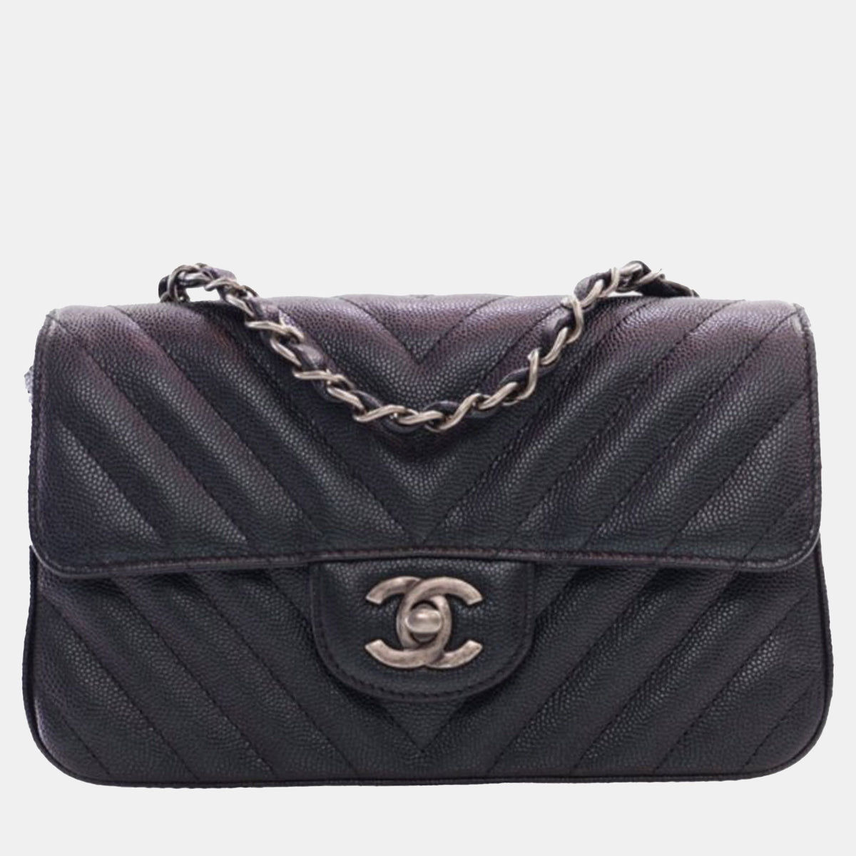 Chanel Mini Rectangular Chevron Caviar Single Flap