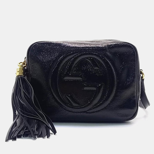 Black Leather Disco Bag