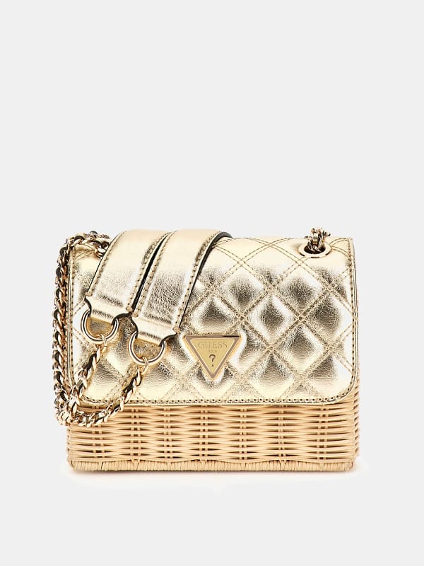 Guess Mini sac à bandoulière en paille Giully