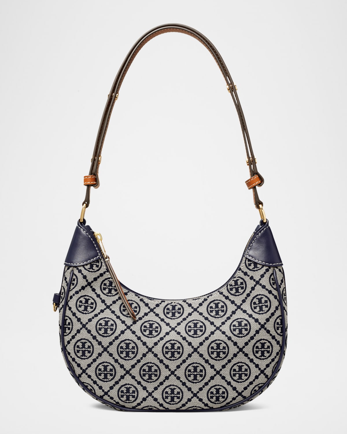 Tory Burch T Monogram Crescent Canvas Shoulder Bag