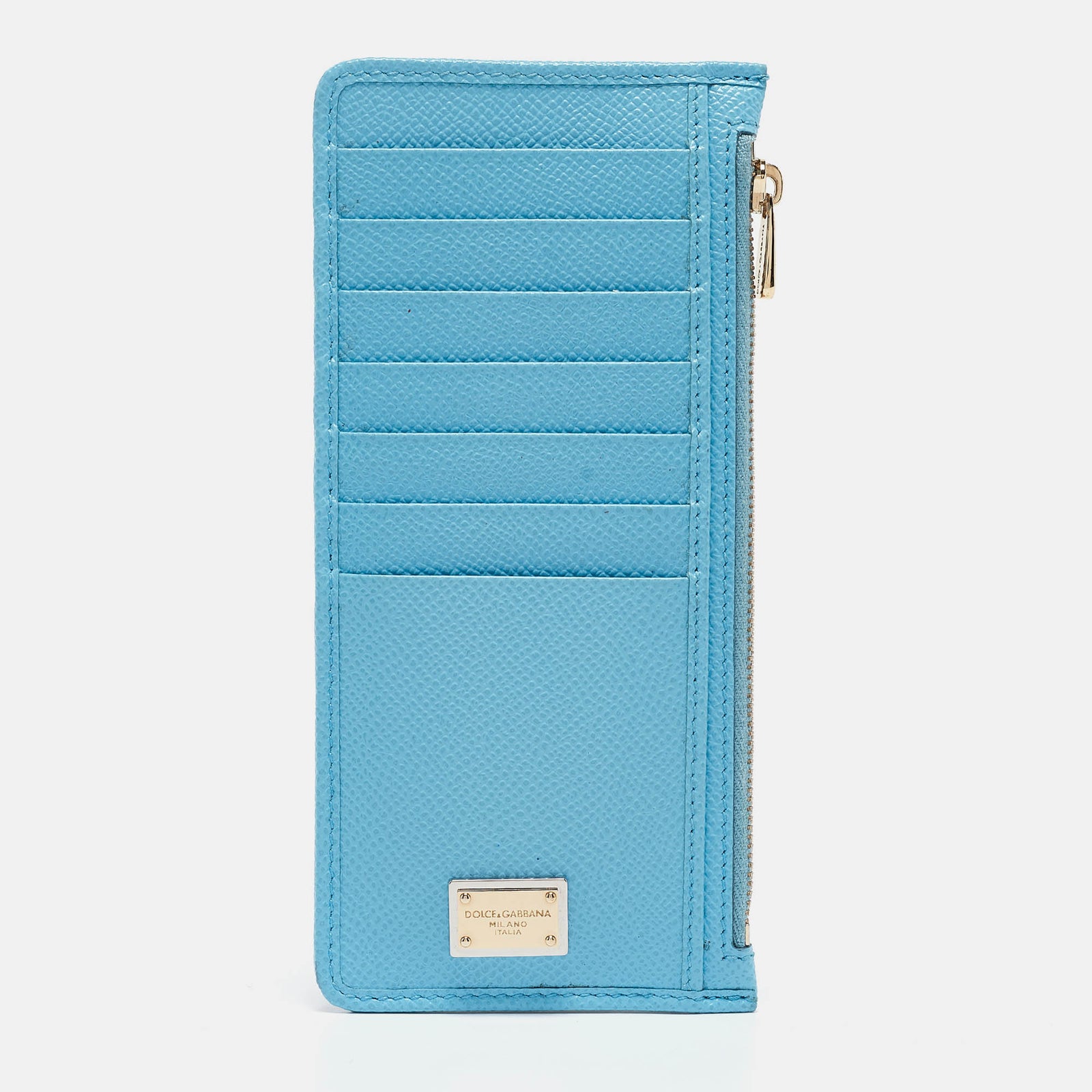 Dolce & Gabbana Porte-cartes long zippé en cuir bleu marine