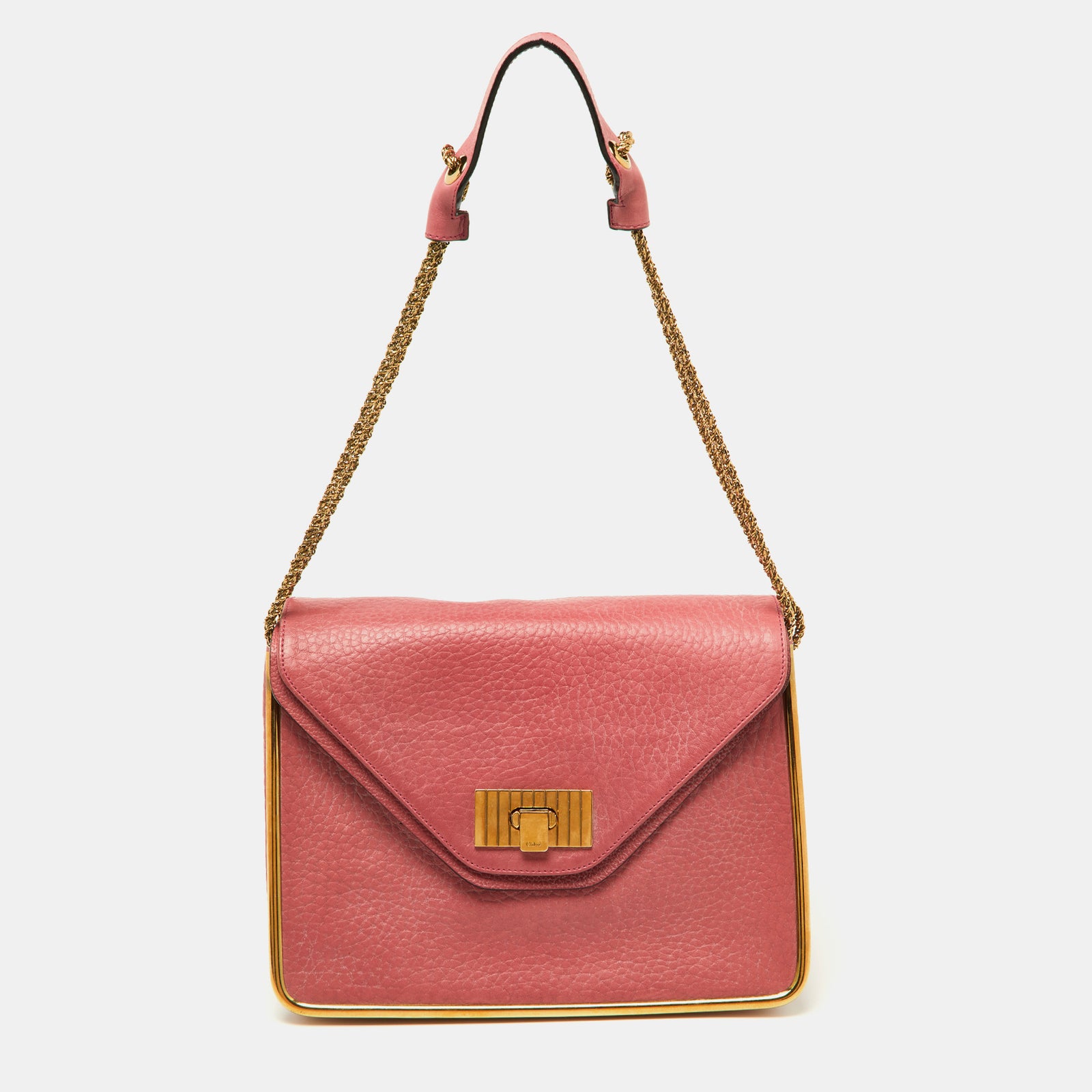 Chloe Pink Leather Medium Sally Shoulder Bag