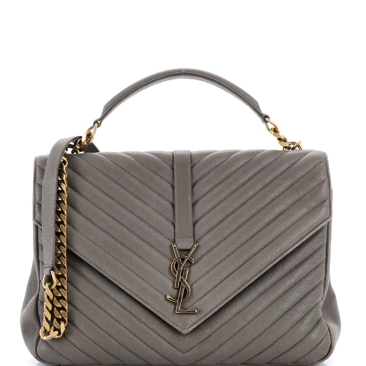 Saint Laurent Classic Monogram College Bag Matelasse Chevron Leather Large