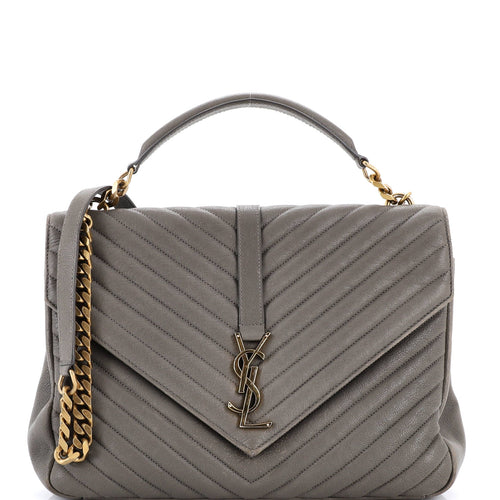 Classic Monogram College Bag Matelasse Chevron Leather Large
