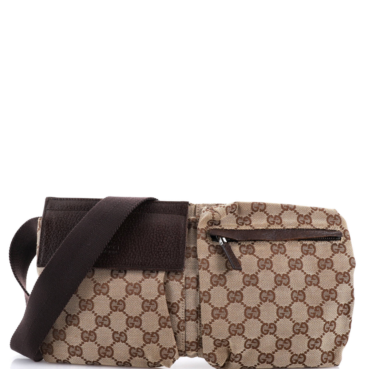 Gucci GUCCI Vintage Double Belt Bag GG Canvas with Leather