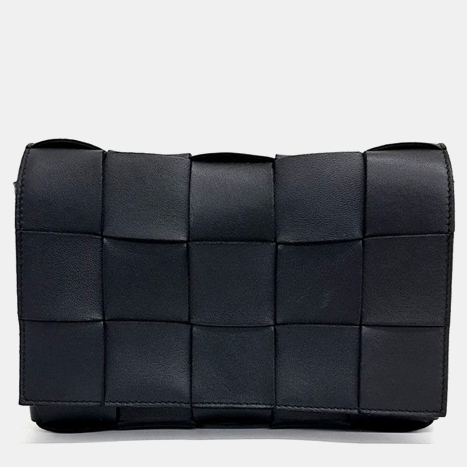 Bottega Veneta Black Leather Cassette Shoulder Bag