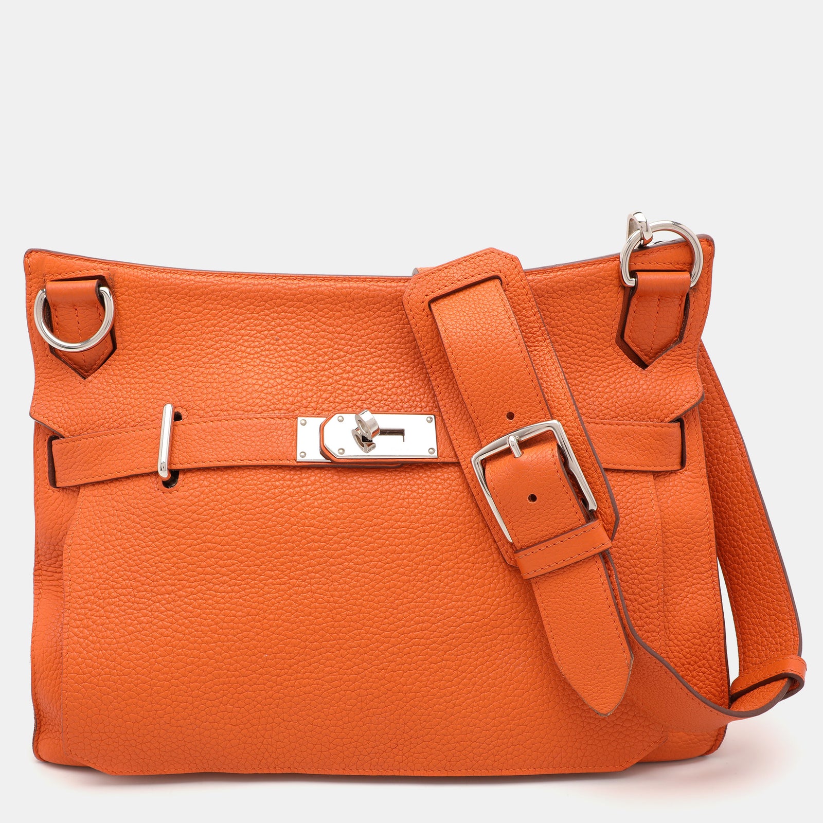 Herm?s Orangefarbene Jypsiere 34-Tasche aus Togo-Leder mit Palladium-Finish