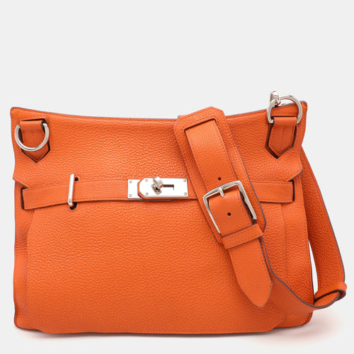 Orange Togo Leather Palladium Finish  Jypsiere 34 Bag