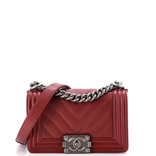 CHANEL Boy Flap Bag Chevron Caviar Small