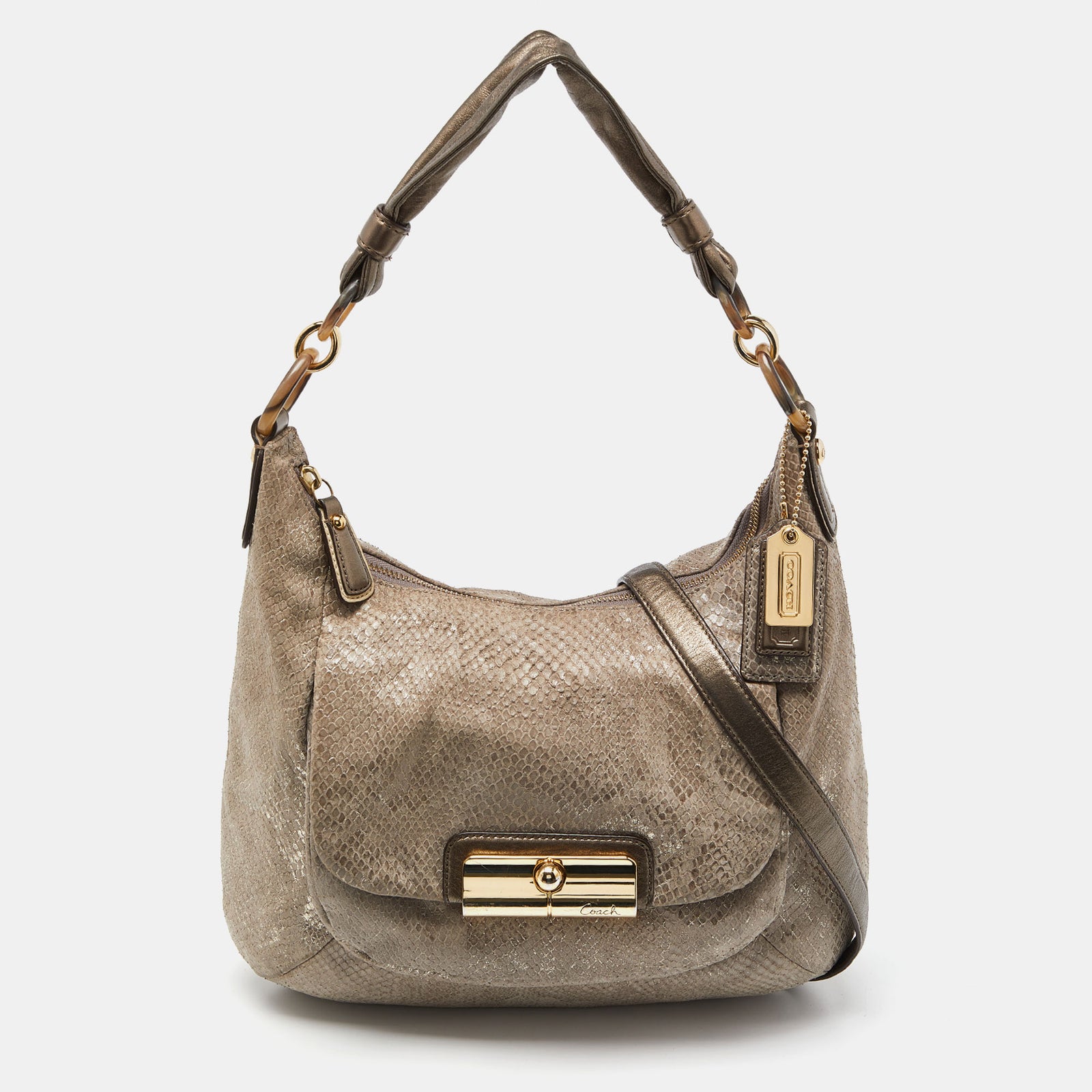 Coach Grey Python Embossed Leather and Leather Kristin Hobo