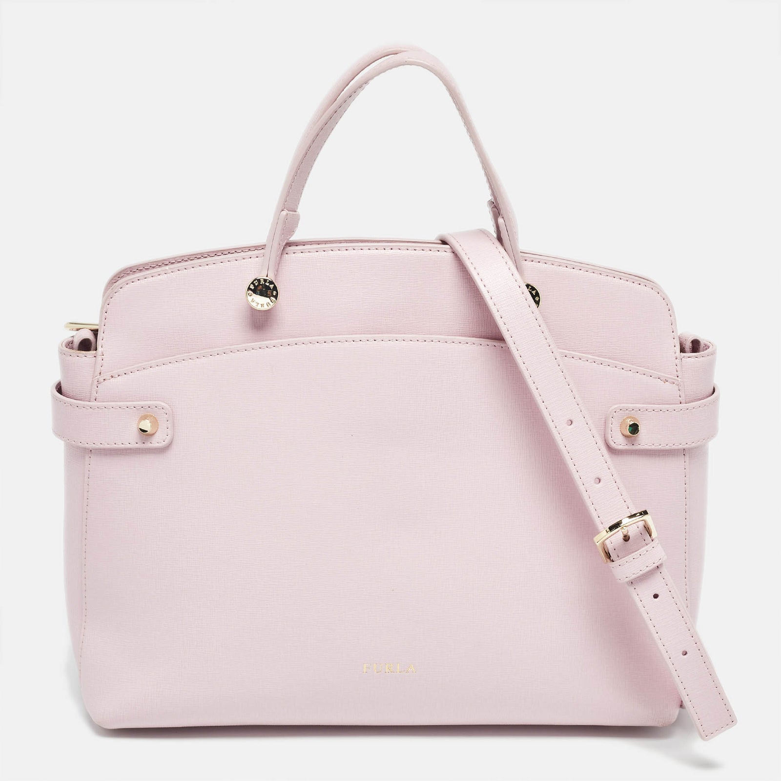 Furla Sacoche Agata en cuir rose clair