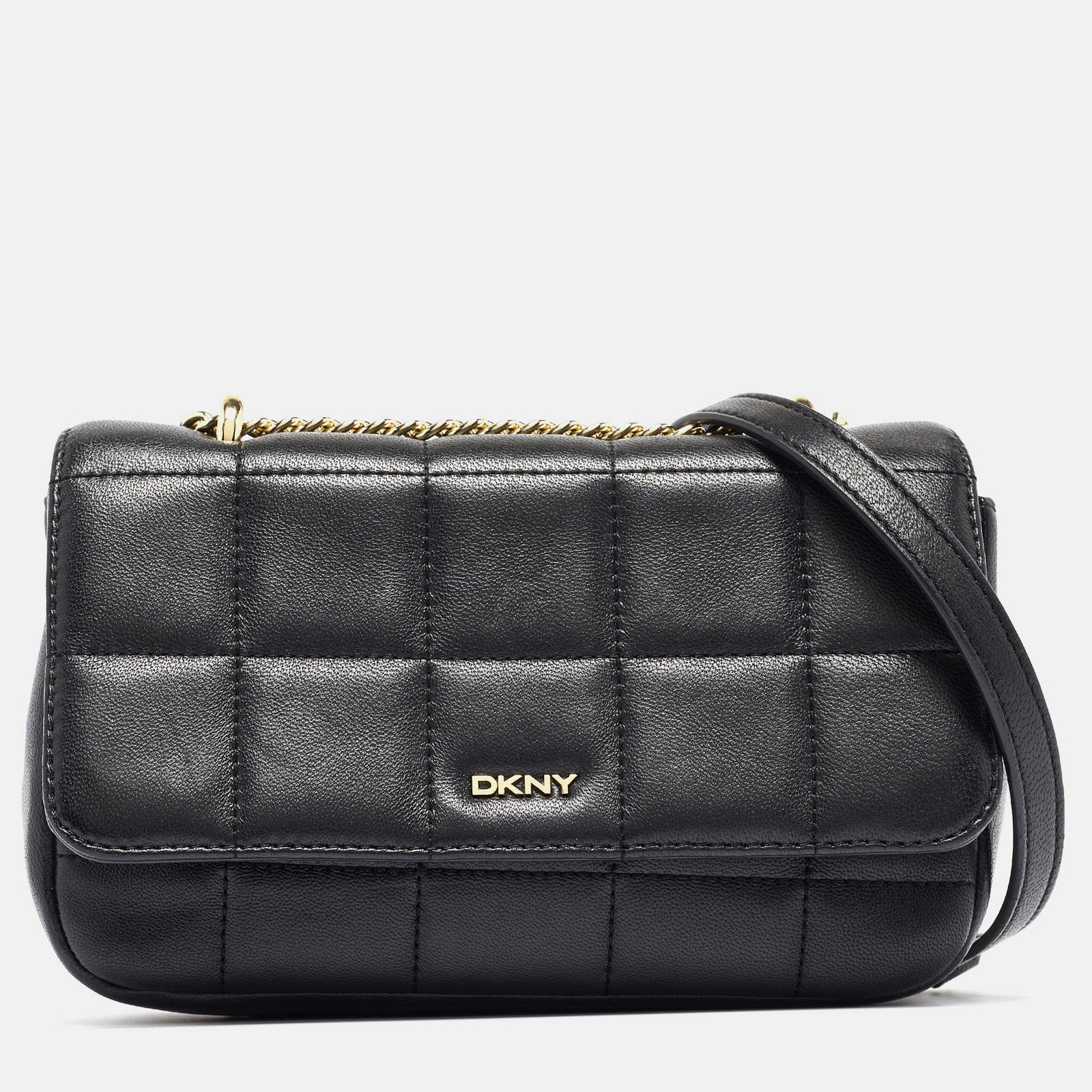 DKNY DKNY Black Quilted Leather Flap Shoulder Bag