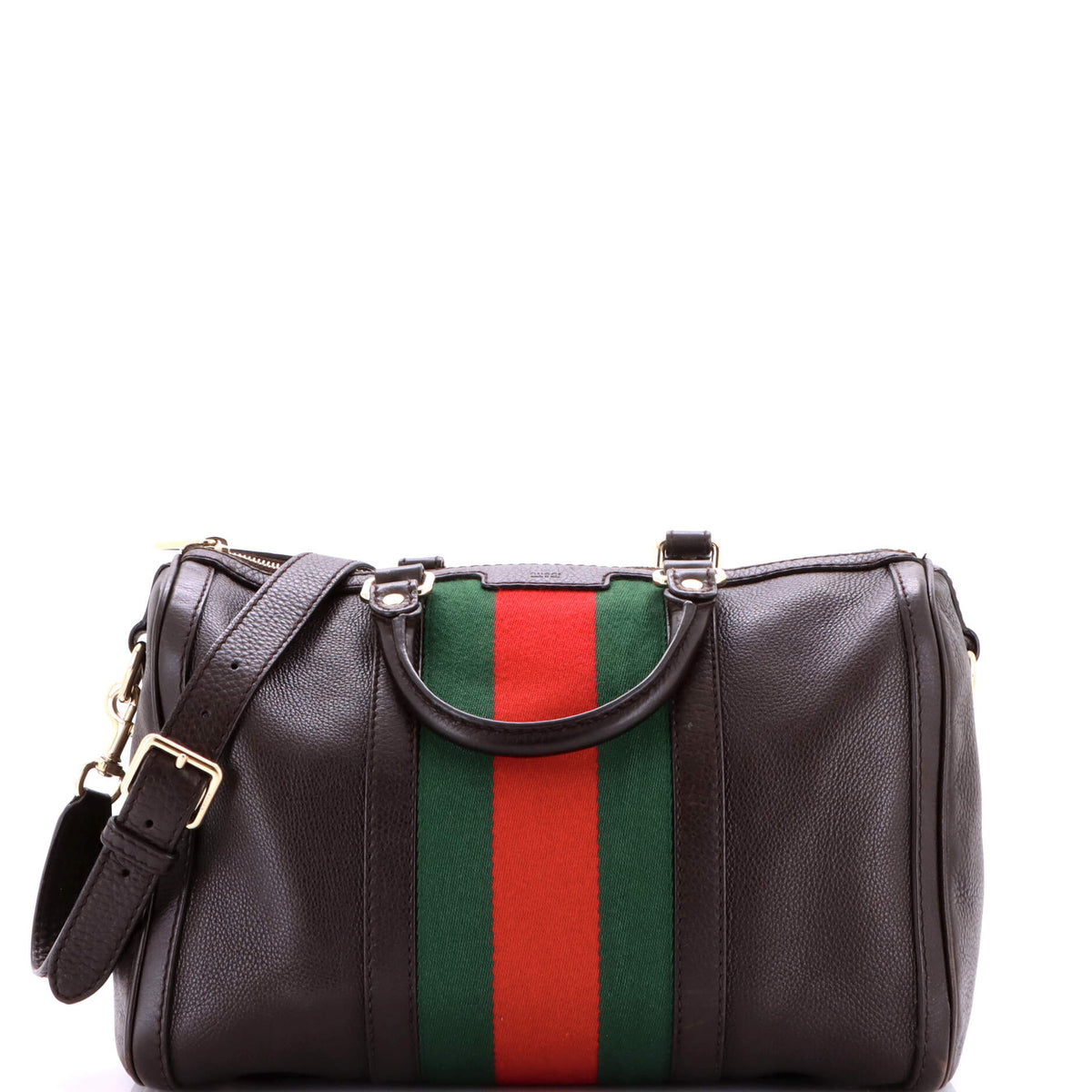 Gucci GUCCI Vintage Web Boston Bag Leather Medium