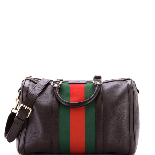 GUCCI Vintage Web Boston Bag Leather Medium