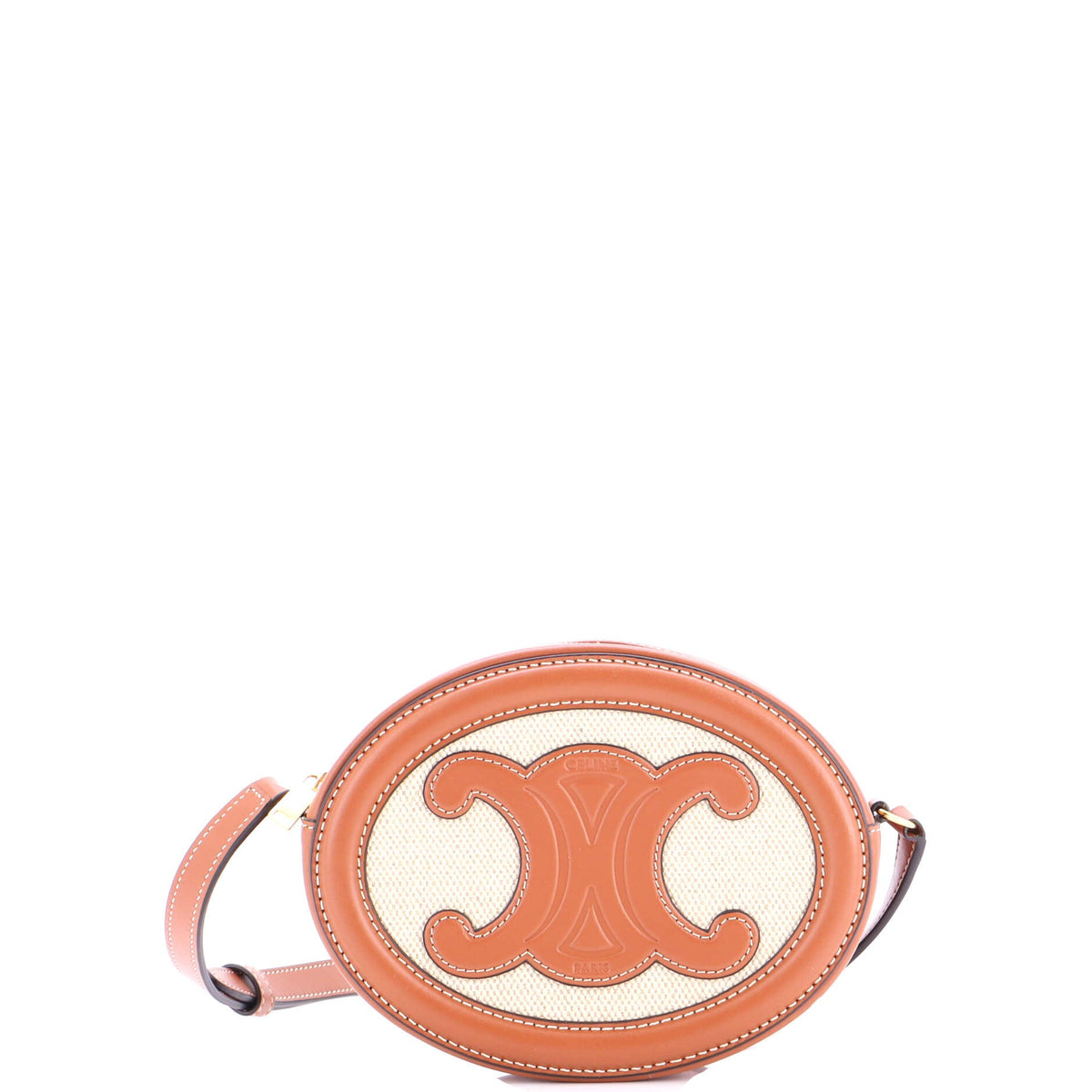 Celine CELINE Triomphe Oval Crossbody Bag Canvas and Leather