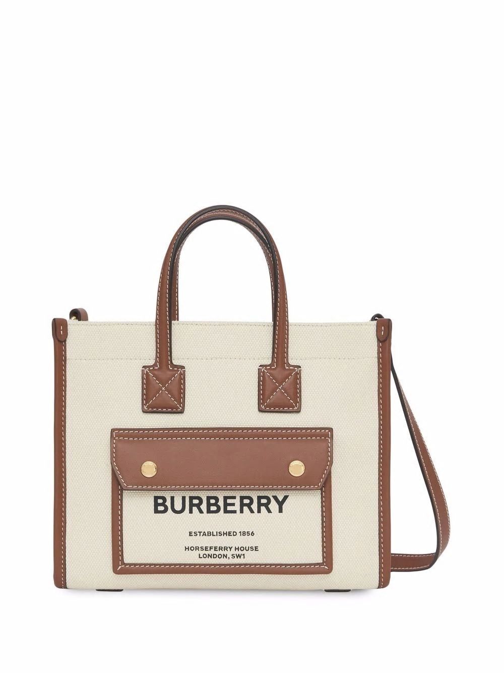 Burberry Women's Freya Mini Canvas Tote Bag in Ecru | 8044143112818 Color A1395