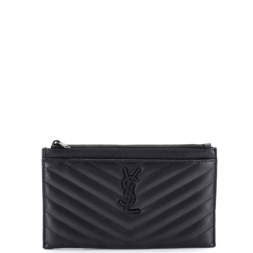Classic Monogram Zip Bill Pouch Matelasse Chevron Leather Medium