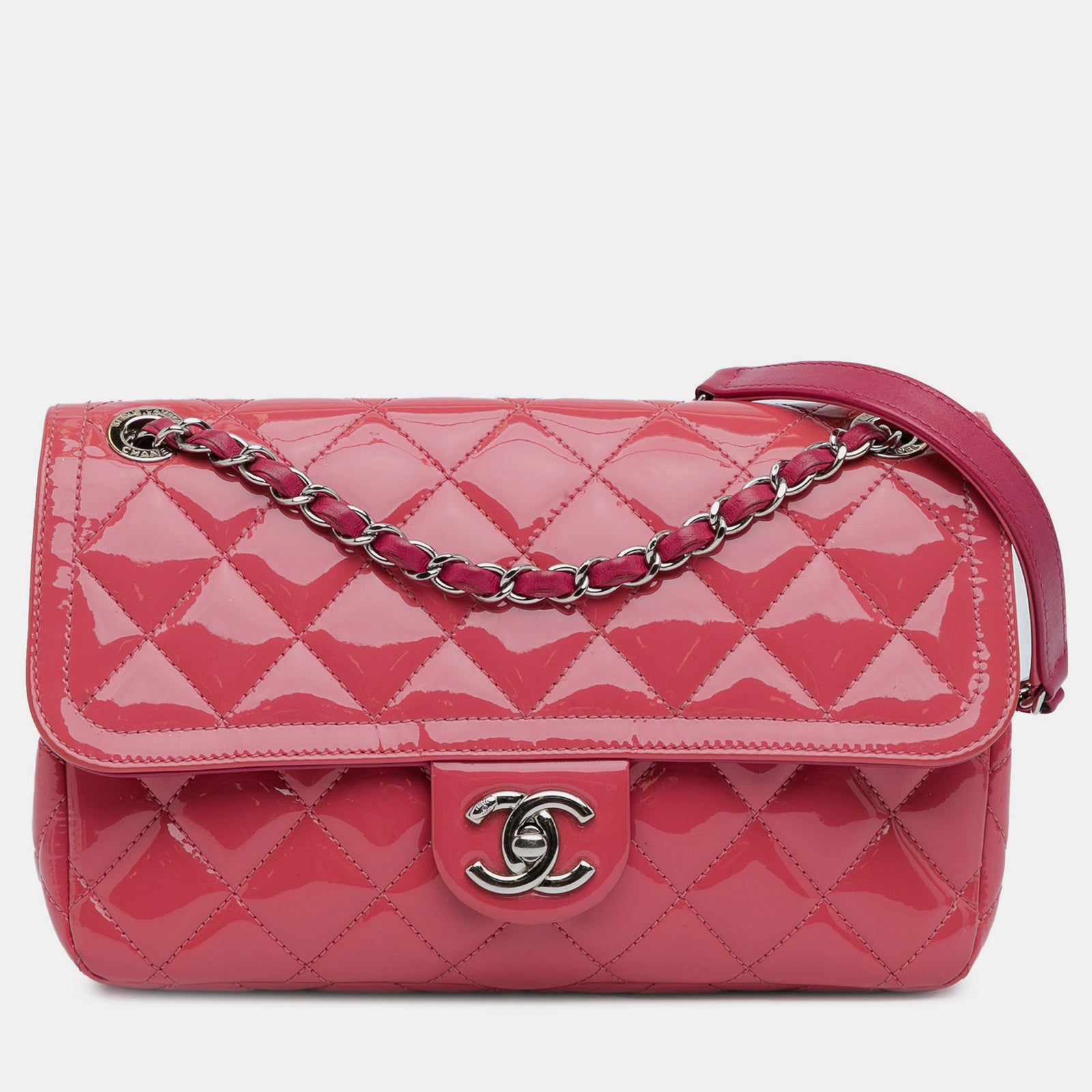 Chanel Mittelgroße Coco Shine Flap Bag aus rosa Lackleder