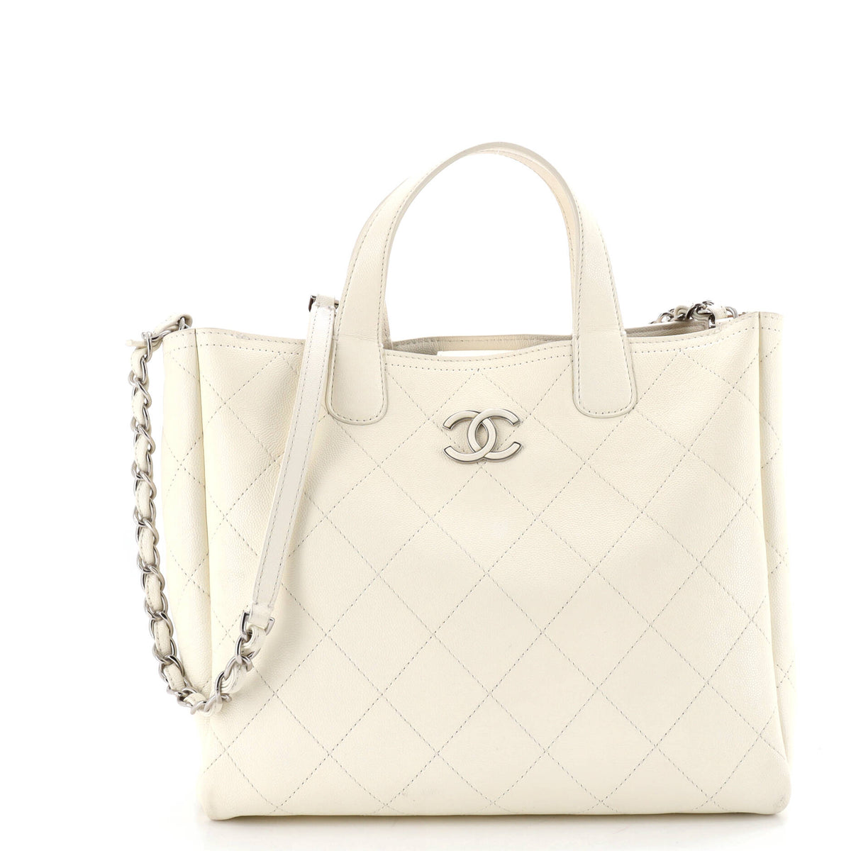 Chanel CHANEL Covered CC Shopping Tote Stitched Caviar Medium