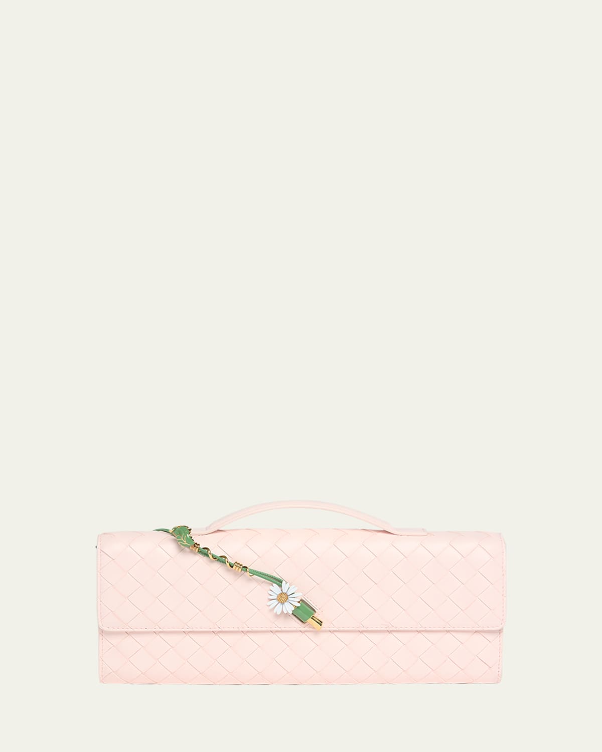 Bottega Veneta Andiamo Flower-Embellished Leather Clutch Bag