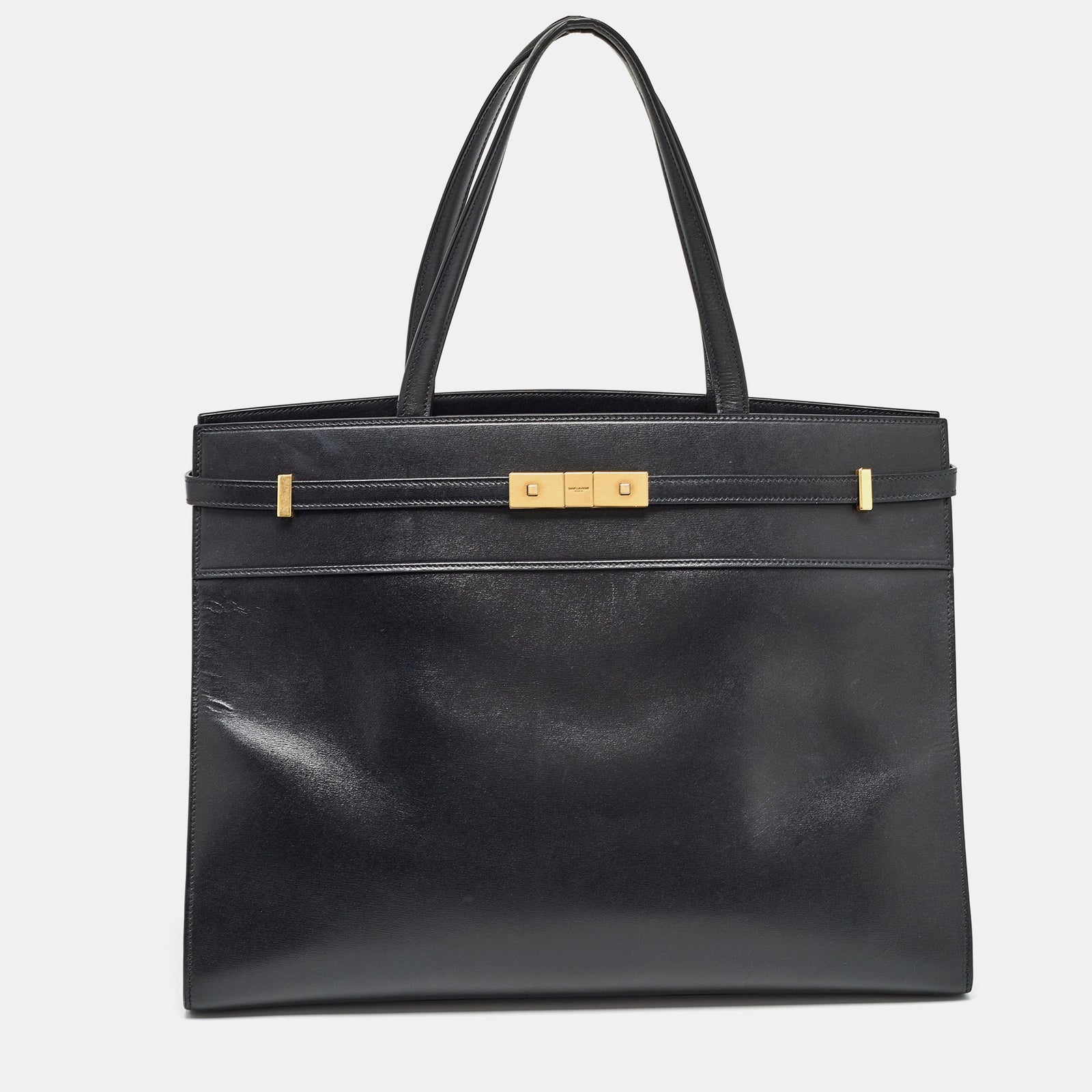 Saint Laurent Paris Saint Laurent Black Leather Medium Manhattan Tote