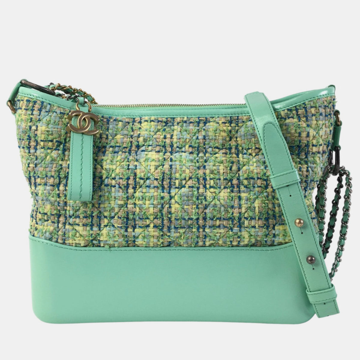 Chanel Green Tweed and Leather Medium Gabrielle Shoulder Bags