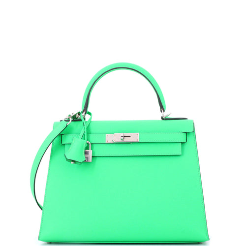 Kelly Handbag Vert Comics Epsom with Palladium Hardware 28