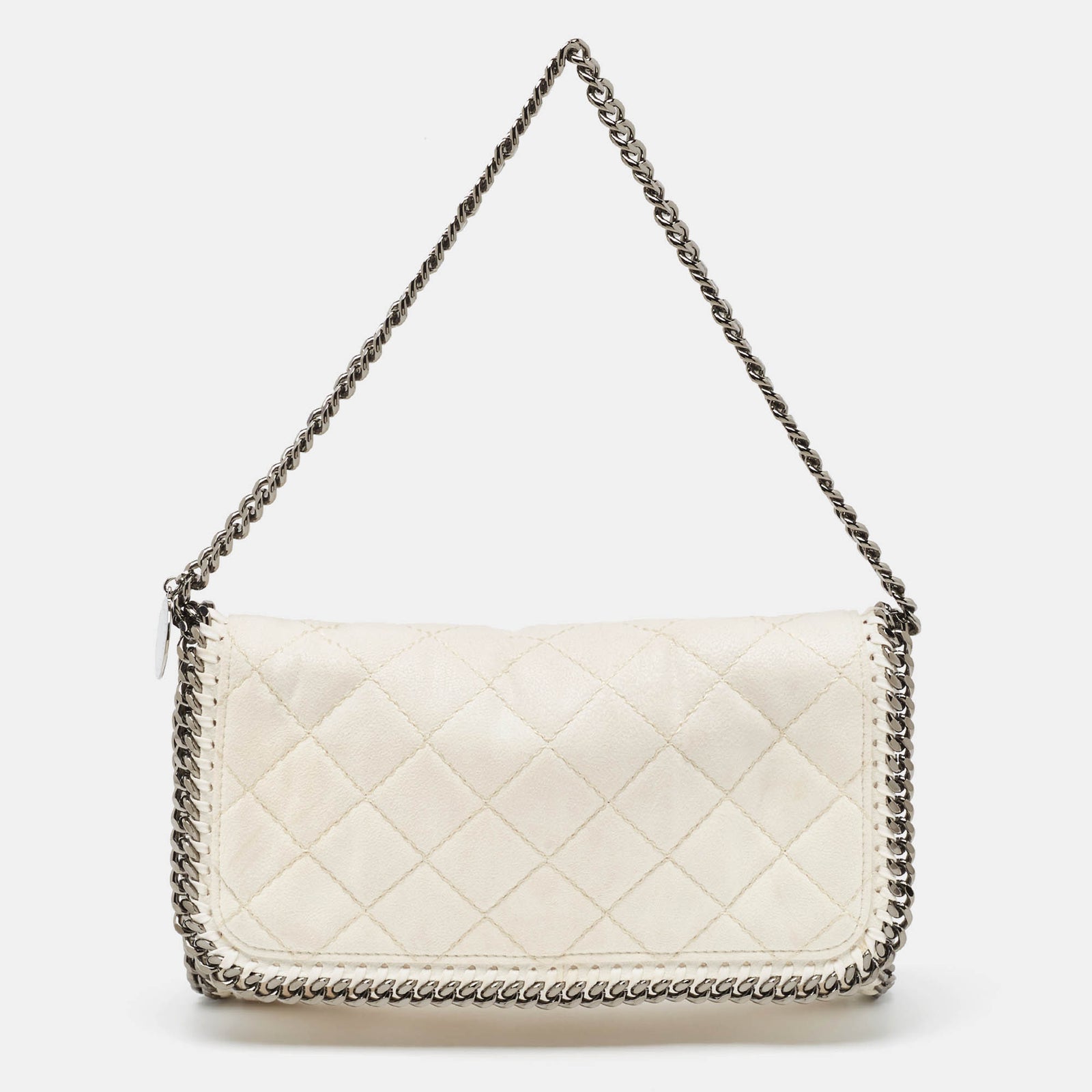 Stella McCartney Off White Quilted Faux Suede Falabella Flap Bag