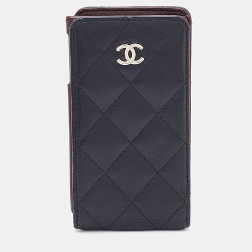 Black Quilted Leather CC iPhone4/5 Case