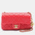 Red Leather CC Pearl Crush Mini Flap Bag