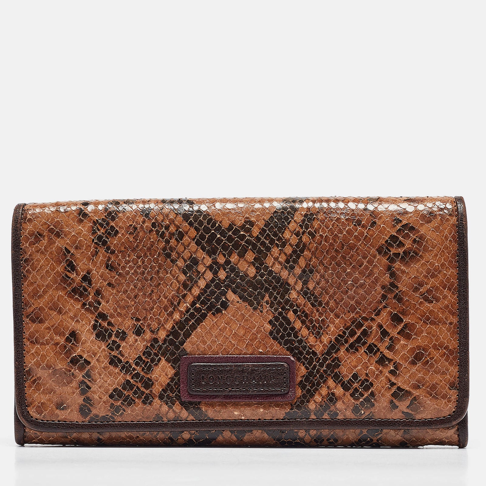 Longchamp Multicolor Snakeskin Embossed Leather Continental Wallet