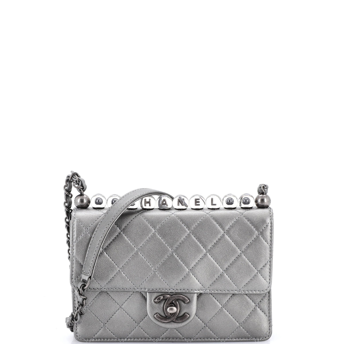 Chanel CHANEL Chic Pearls Flap Bag Quilted Goatskin with Acrylic Beads Small