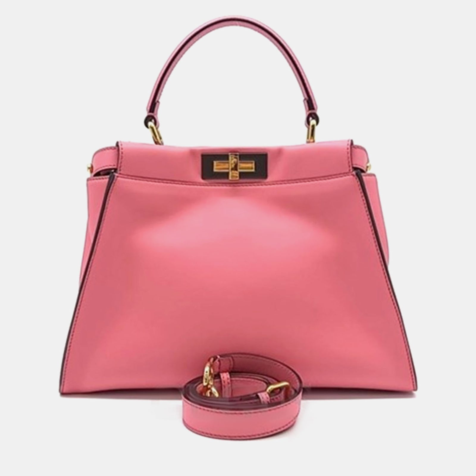 Fendi Pink Leather Peekaboo Medium Tote Bag