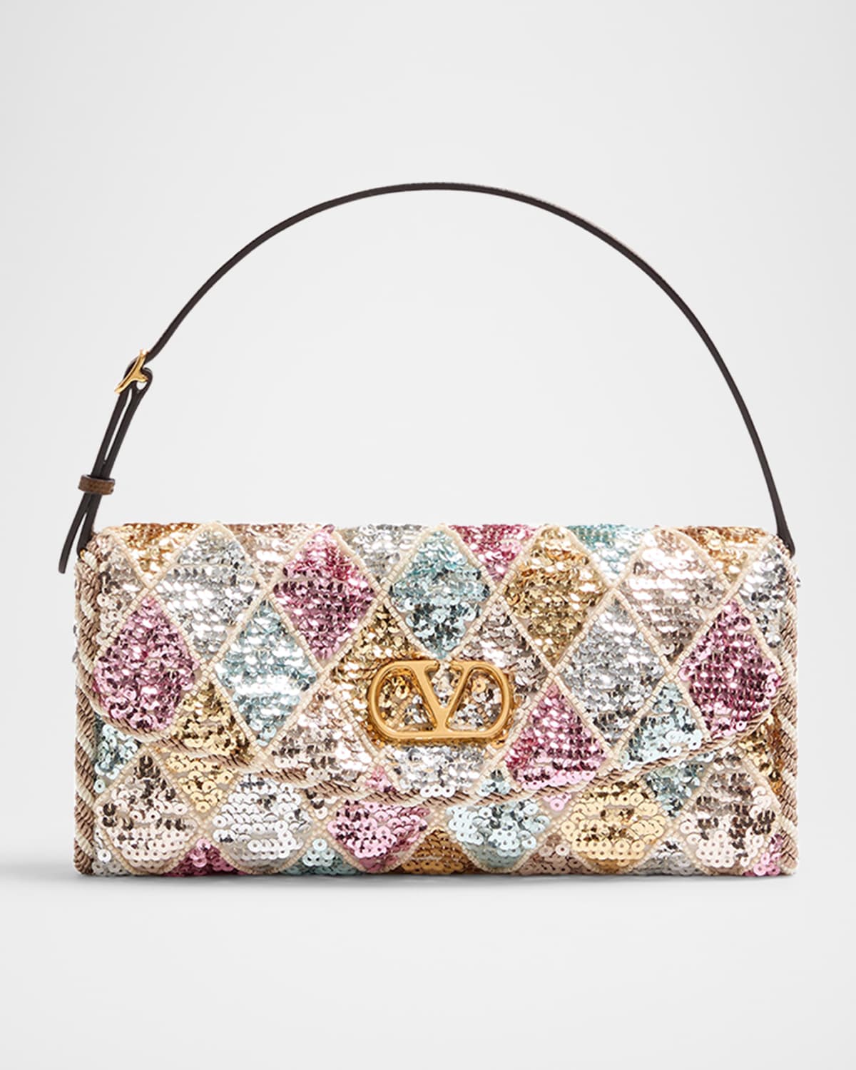 Valentino Vain Small Diamond Sequin-Embroidered Shoulder Bag