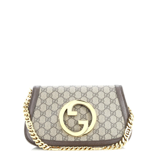 GUCCI Blondie NM Chain Flap Bag GG Coated Canvas Small