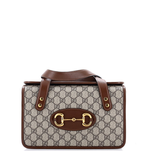 GUCCI Horsebit 1955 Boston Bag GG Coated Canvas Small