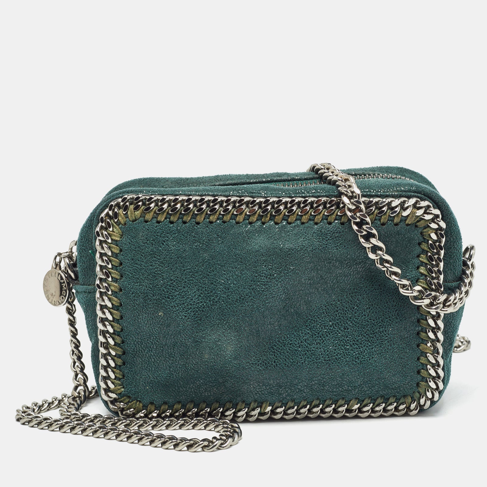 Stella McCartney Dark Green Faux Suede Falabella Camera Bag