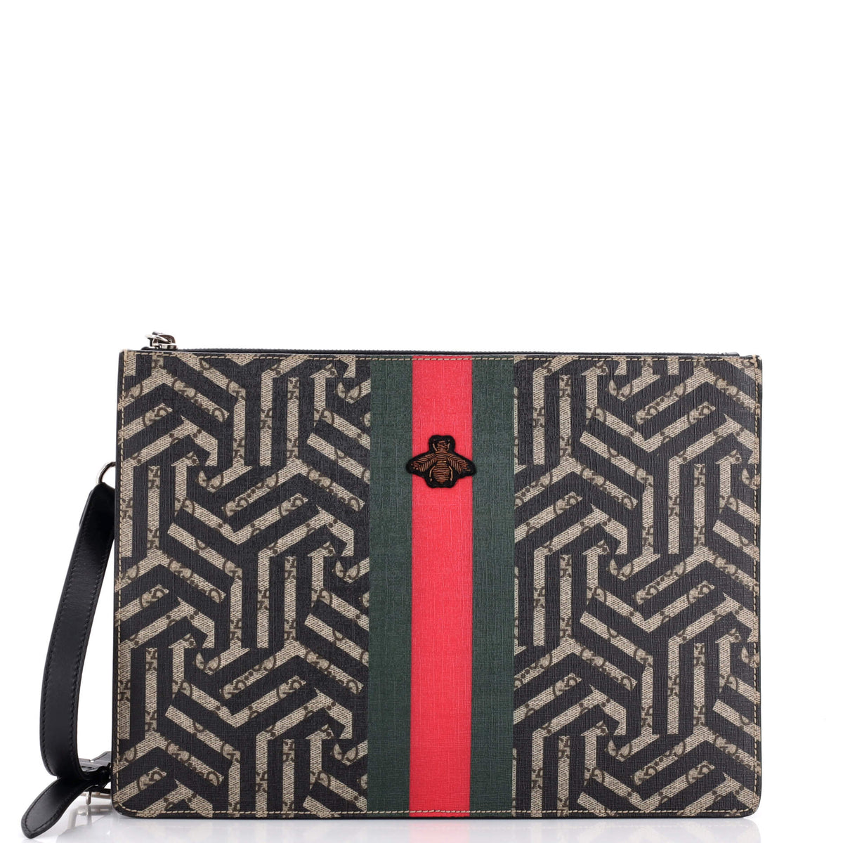 Gucci GUCCI Bee Web Zip Messenger Bag Caleido GG Coated Canvas Large