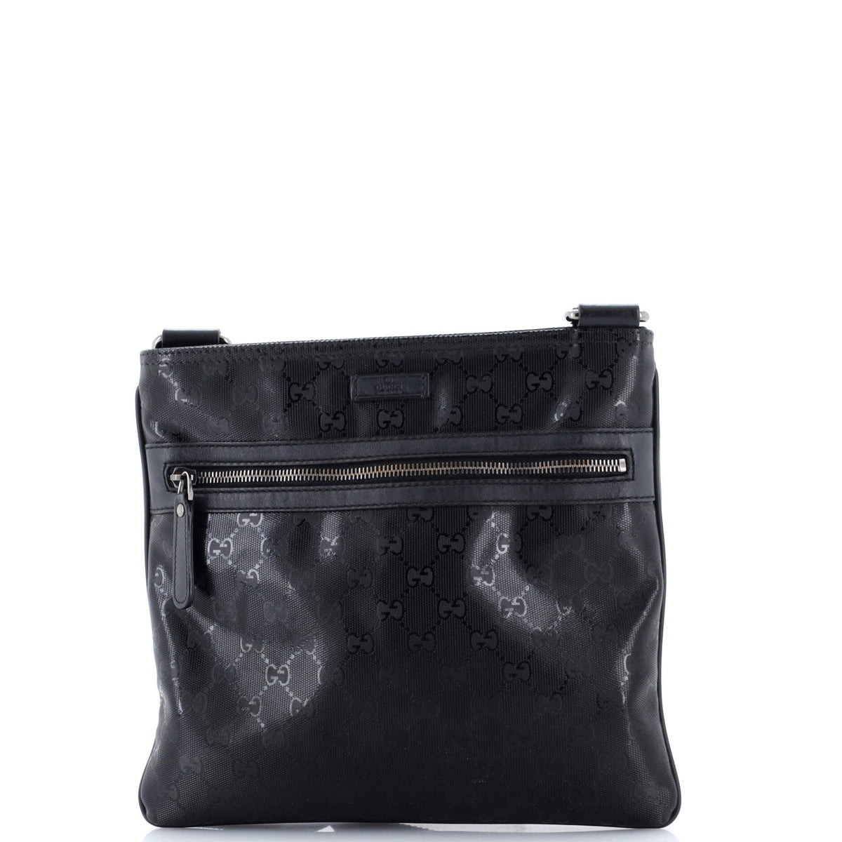 Gucci GUCCI Front Zip Flat Messenger Bag GG Imprime Medium