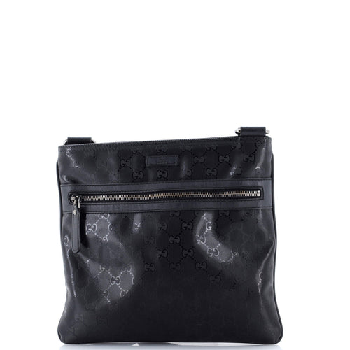 GUCCI Front Zip Flat Messenger Bag GG Imprime Medium