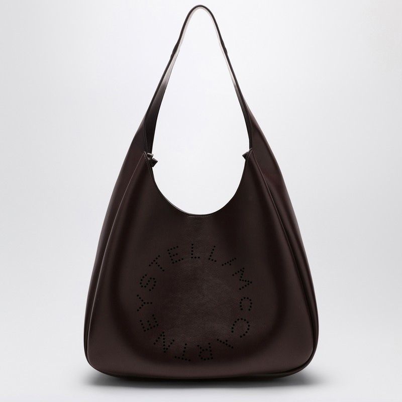 Stella Mccartney Women's Black Leather Hobo Bag With Logo in Brown | 7B0102W8542
