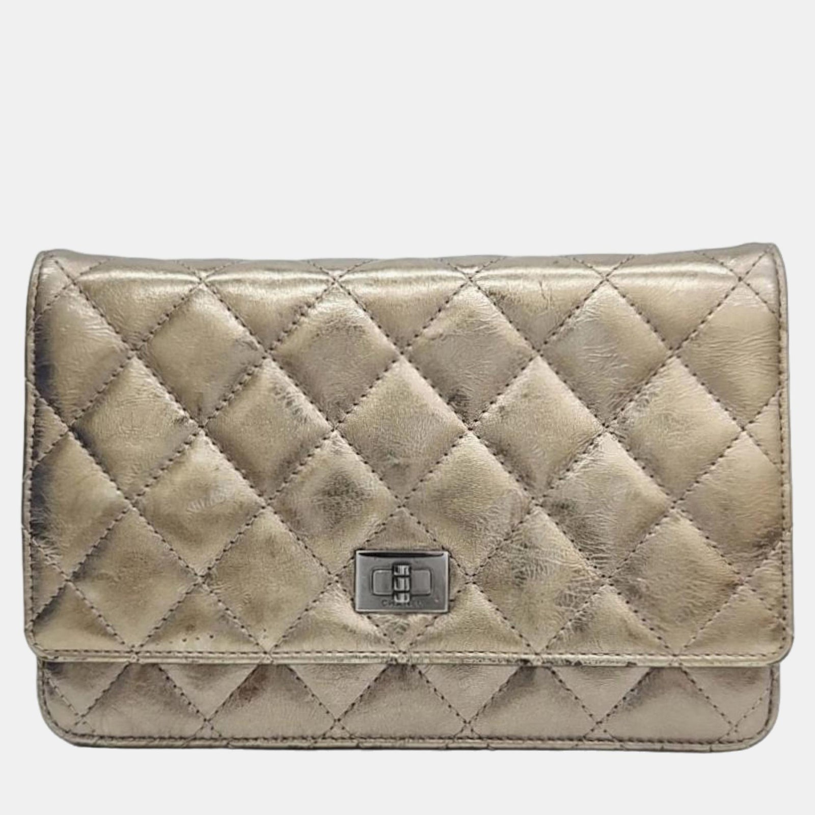 Chanel Grey Leather Reissue Wallet on Chain