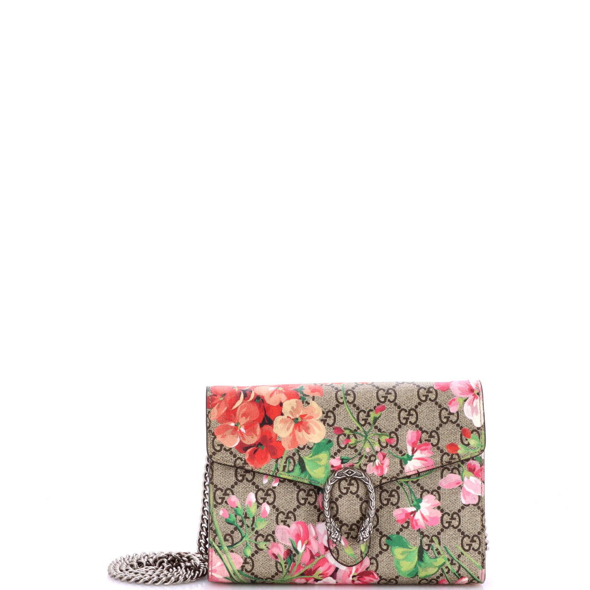 Gucci GUCCI Dionysus Chain Wallet Blooms Print GG Coated Canvas Small